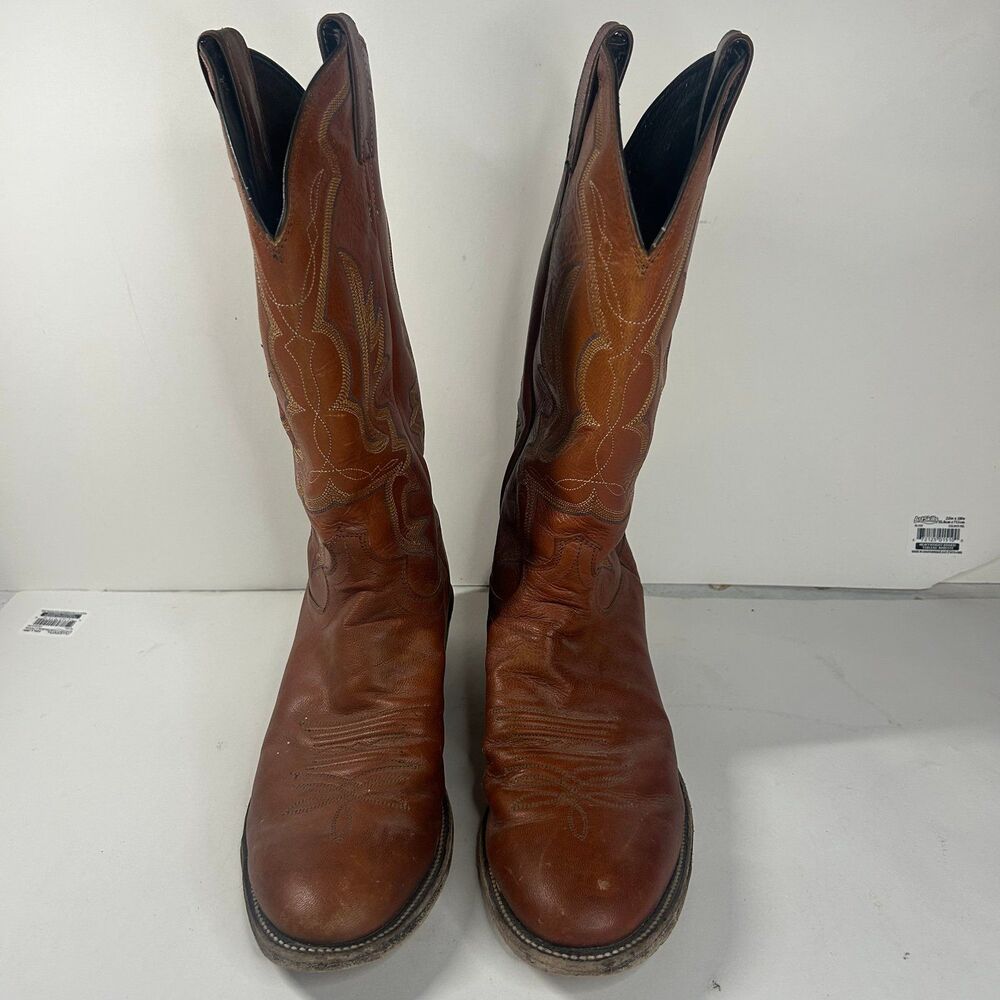 Justin Cowboy Boots Women’s 10.5 B Brown Leather Western Boots Made in USA